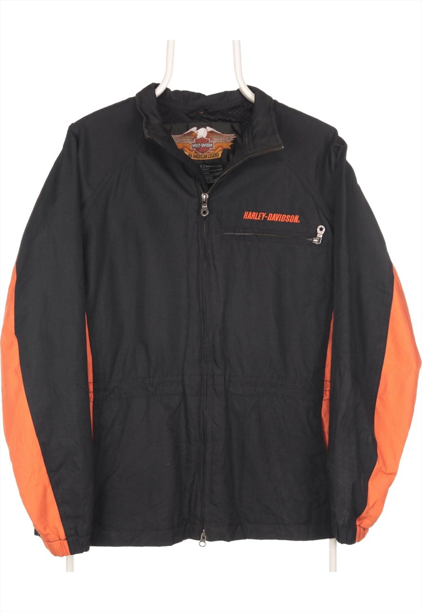 Harley davidson orange on sale and black nylon jacket