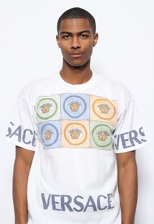 VINTAGE VERSACE SPELLOUT BIG LOGO T-SHIRT WHITE