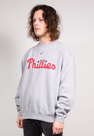 VINTAGE 90'S MLB PHILADELPHIA PHILLIES NIKE GREY SWEATER