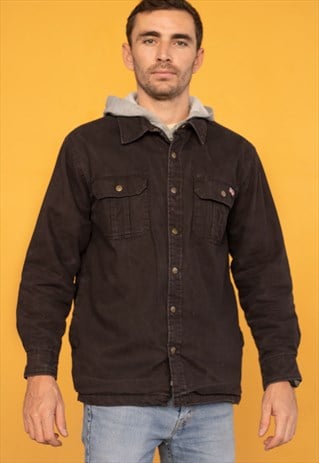 VINTAGE DICKIES JACKET GREY HOOD IN BLACK M