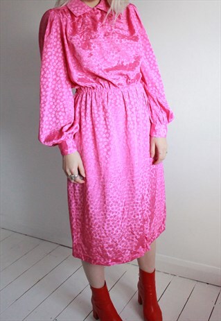 VINTAGE 70S FUSCHIA PINK DRESS
