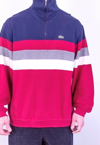 VINTAGE LACOSTE 1/4 ZIP STRIPED SWEATSHIRT LARGE