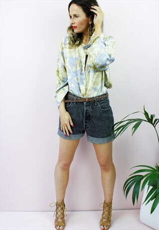 VINTAGE 80'S FLORAL BUTTON UP SILK SHIRT BLOUSE