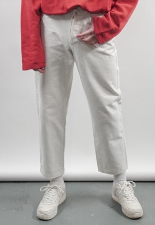 VINTAGE 90'S VERSACE LOGO WHITE JEANS