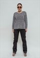 VINTAGE Y2K KNITTED TEXTURED SEMISHEER MONO JUMPER M