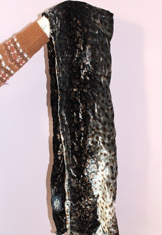 SOFT LEOPARD PRINT SCARF - VINTAGE 90S PUNK GRUNGE VELVET