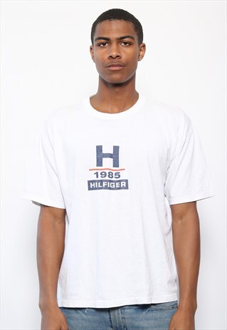 VINTAGE TOMMY HILFIGER PRINT LOGO T-SHIRT WHITE