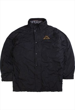 Vintage  Kappa Puffer Jacket Full Zip Up Black Medium
