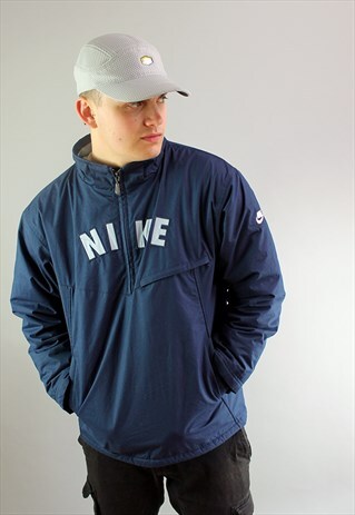 MEN'S VINTAGE NIKE NAVY SPELL OUT 1/4 ZIP JACKET