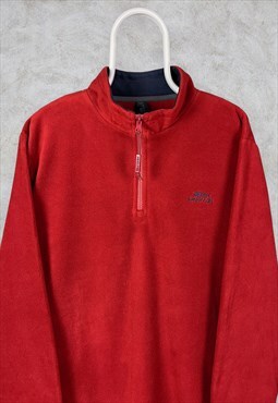 Weird Fish Red 1/4 Zip Fleece Sweatshirt Large