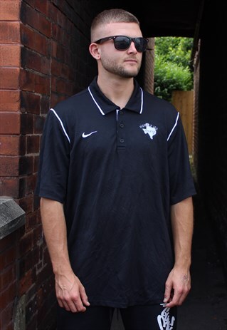 VINTAGE BLACK NIKE SPORTS POLO SHIRT XL
