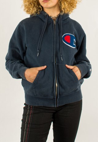 VINTAGE 90S NAVY CHAMPION FULL ZIP HOODIE