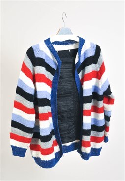 Vintage 90s striped hand knit cardigan