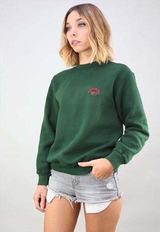 VINTAGE RETRO GREEN FRUIT OF THE LOOM SWEATSHIRT