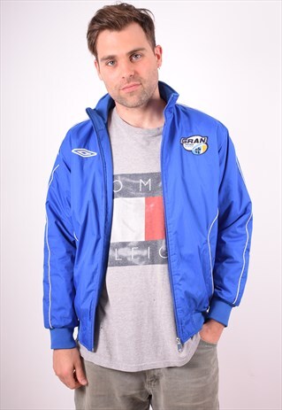 UMBRO MENS VINTAGE GRAN PARMA RUGBY JACKET MEDIUM BLUE 90S