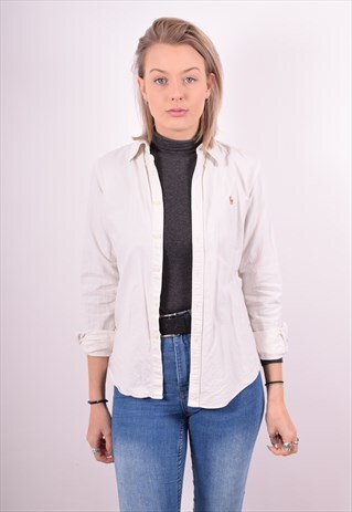 RALPH LAUREN WOMENS VINTAGE SHIRT SMALL WHITE 90S