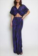 Zebra Front Twist Top & Flare Trousers Set In Blue