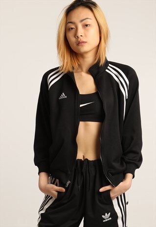 VINTAGE ADIDAS EMBROIDERED LOGO ZIPPED SWEATSHIRT
