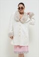 VINTAGE 80S FANCY PENNY LANE TEXTURED WHITE MINI COAT M