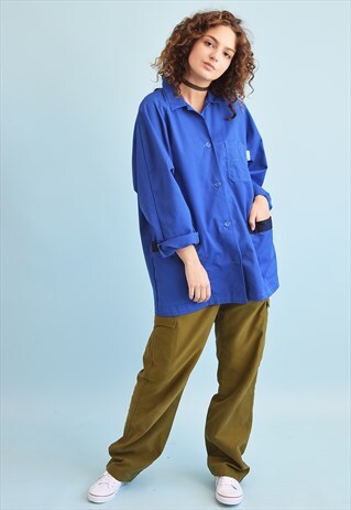 90'S RETRO MINIMALIST WORKWEAR DENIM-LIKE JACKET