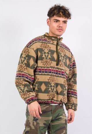90S 1/4 ZIP FLEECE AZTEC PATTERNED