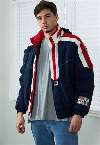 VINTAGE FILA PUFFER JACKET LOGO 90S M 34.7