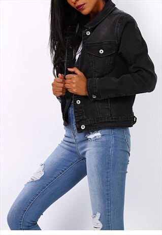 BLACK LIGHTWEIGHT DENIM JACKET
