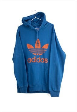 Vintage Adidas Logo Hoodie in Blue & Orange M
