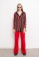 VINTAGE 80S BLAZER JACKET WAISTED STRIPED RED BLACK 