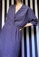 VINTAGE 80S NAVY SHIRT DRESS, WRAP, STRETCH, UK16
