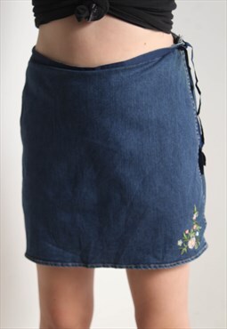 Vintage Y2K Denim Mini Skirt Skort Blue W32'