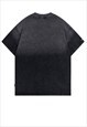 LUCKY SLOGAN T-SHIRT GRADIENT TEE OLD WASH GRUNGE TOP BLACK
