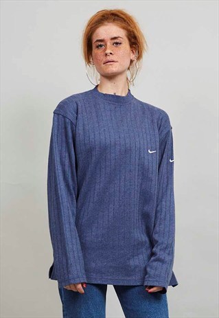 VINTAGE NIKE 90'S RIBBED BLUE SWEATER