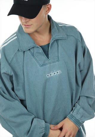 VINTAGE 80S ADIDAS SMALL LOGO DRILL TOP SWEATSHIRT JUMPER