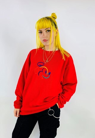 VINTAGE 90S EMBROIDERED MICKEY DISNEY FLEECE SWEATSHIRT