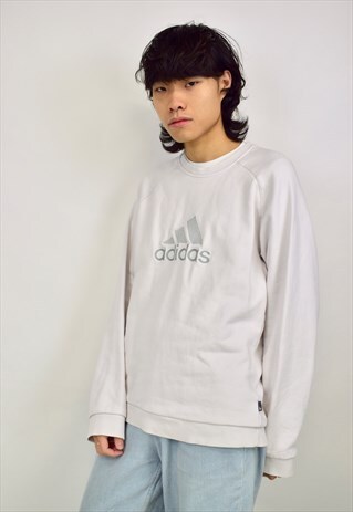 VINTAGE 90S ADIDAS WHITE SWEATSHIRT