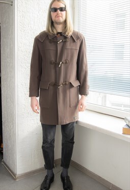 Vintage 70's Wool Hooded STEINBOCK Parka Coat In Brown