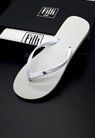  Aurora Crystal  Luxury Flip Flops in White