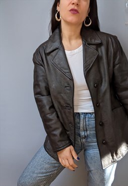 Vintage 90s Leather Jacket Bomber Jacket 