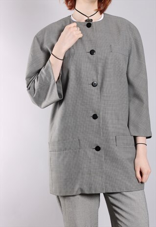 VINTAGE 80S DOGTOOTH CHECK OVERSIZE JACKET