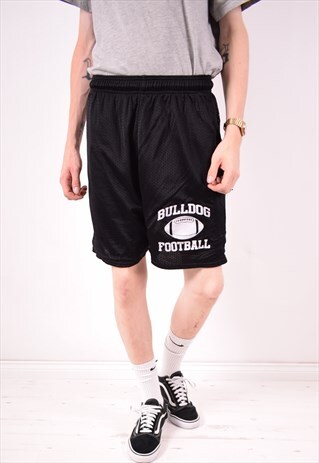 RUSSELL ATHLETIC MENS VINTAGE BULL DOGS SHORTS MEDIUM BLACK