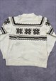 VINTAGE KNITTED JUMPER ABSTRACT PATTERNED SWEATER