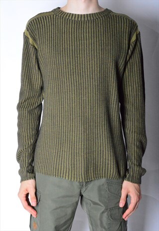 VINTAGE 90S KHAKI RIBBED KNIT GRUNGE JUMPER