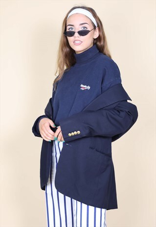 VINTAGE NAVY 90S REEBOK HIGH TURTLE NECK LONG SLEEVE TOP