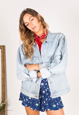 VINTAGE 80S EMBELLISHED POLO RALPH LAUREN DENIM JACKET/ R121