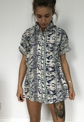 PATTERNED OVERSIZED RETRO VINTAGE UNISEX FESTIVAL SHIRT
