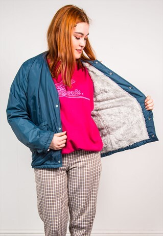 VINTAGE 90'S FAUX FUR LINED COACH JACKET