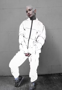 Reflective sports jacket industrial y2k track top in silver 