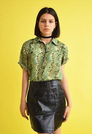 70'S RETRO ABSTRACT WILD ANIMAL PRINT OVERSIZED SHIRT