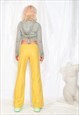 VINTAGE Y2K FLARE TROUSERS WIDE LEG YELLOW LINEN